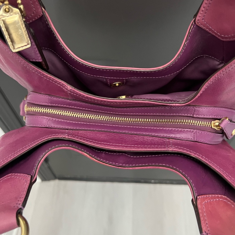 Coach Purple Shoulder Bag with Gold Accents - Picture 8 of 13